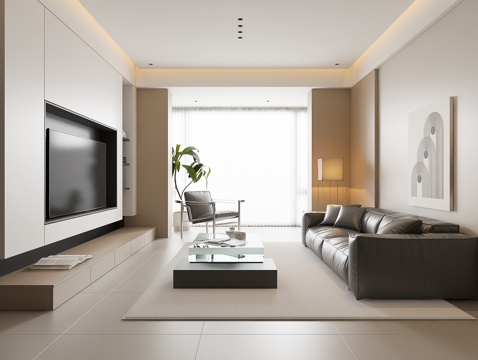 Modern Living Room Large Flat Floor Living Room Log Living Room Cream Style Living Room Modern Sofa Coffee Table Combination