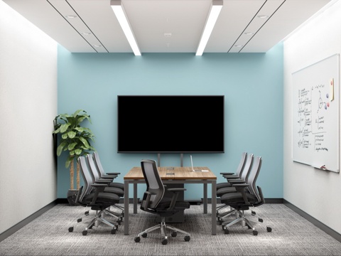 Modern small conference room negotiation room study seminar room reception room video conference room