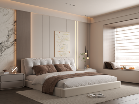 Modern Bedroom Simple Bedroom Bedroom Bedding Combination Bedroom Wall