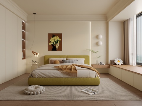 Simple Cream Style Bedroom