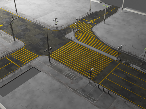 Street Road Crossing Cyberpunk Future Science Fiction Theme Road Crossing