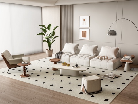 Modern Sofa Coffee Table Sectional Sofa Combination Multiplayer Sofa Lounge Chair Coffee Table Floor Lamp