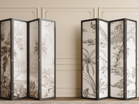 French Style Screen Folding Screen French Style Flower and Bird Screen French Style Screen Partition French Style Carving