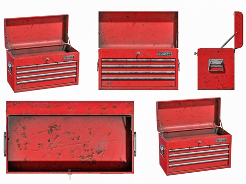 Retro Toolbox Red Box Metal Toolbox Retro Old Metal Box Industrial Box