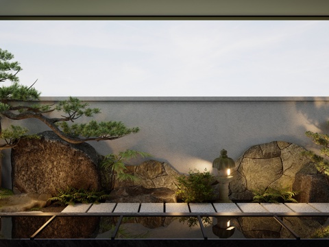 Japanese Courtyard Small View Japanese Courtyard Garden Pine Tree Stone Lantern Stone