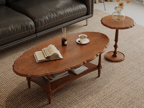 French Vintage Walnut Coffee Table