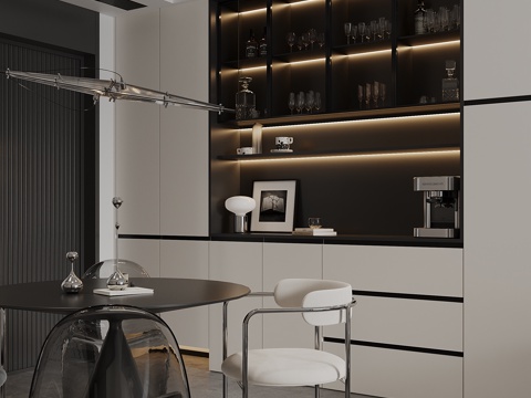 Modern black and white gray DiningRoom