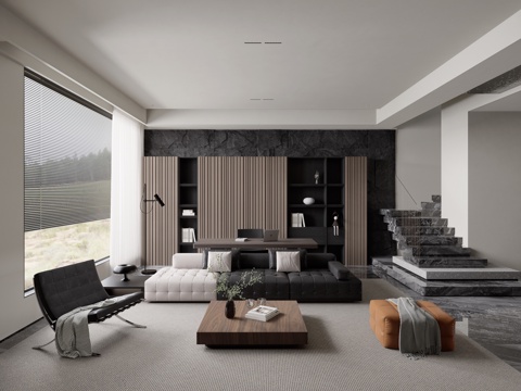 Modern Simple Living Room Italian Style Living Room Open Style Study