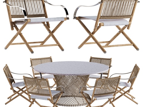 Quiet Style Dining Table and Chair Rattan Dining Table and Chair Bamboo Dining Table and Chair Outdoor Dining Table and Chair Courtyard Table and Chair