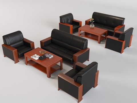 Chinese Sofa Coffee Table Combination Reception Sofa Coffee Table Solid Wood Coffee Table Soft Bag Sofa