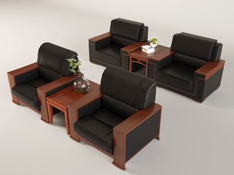 Chinese Sofa Coffee Table Combination Reception Sofa Coffee Table Solid Wood Coffee Table Soft Bag Sofa