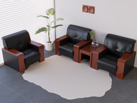 Chinese Sofa Coffee Table Combination Reception Sofa Coffee Table Solid Wood Coffee Table Soft Bag Sofa