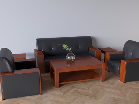 Chinese Sofa Coffee Table Combination Reception Sofa Coffee Table Solid Wood Coffee Table Soft Bag Sofa