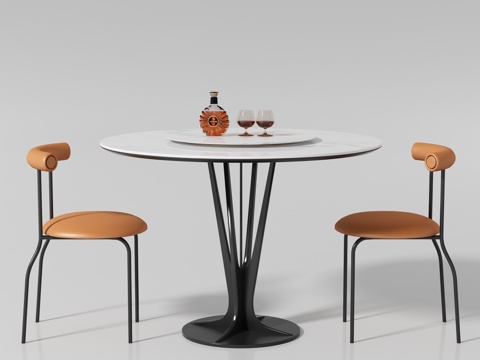 Modern round dining table and chair