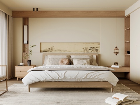 Neo-Chinese Style Home Bedroom Song Style Aesthetic Bedroom Song Style Style Bedroom New Chinese Double Bed