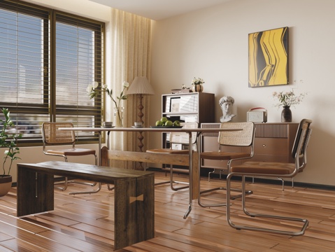 Modern DiningRoom Solid Wood Dining Table and Chair Combination