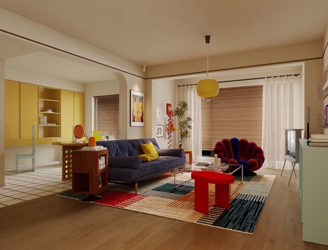 Modern Home Living Room Bauhaus Living Room Memphis Living Room Retro Style Living Room Dopamine Furniture