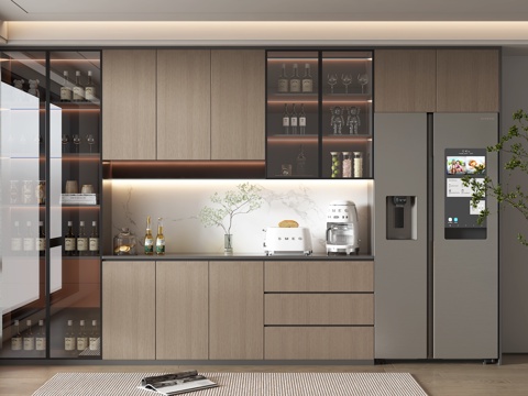 Modern home wine cabinet SU model