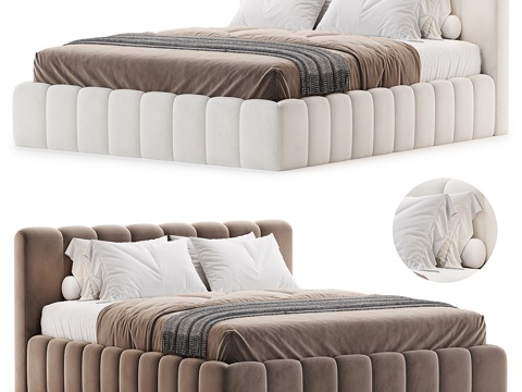 Modern Cream Tacoma Fabric Double Bed