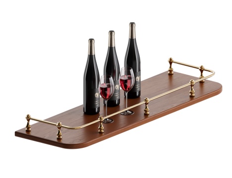 Camille Storage Rack Retro Style Solid Wood Plate Wall Storage Rack Metal Bar Wine Rack