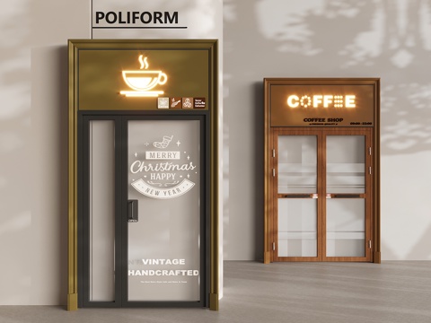 Coffee shop glass swing door antique coffee shop double door