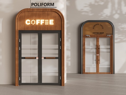 Coffee shop glass double door antique coffee shop double door