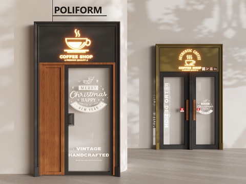 Coffee shop glass swing door antique coffee shop double door