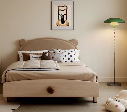 Modern Children's Bear-shaped Wooden Single Bed