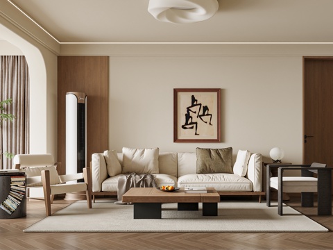 Middle Ancient Living Room Middle Ancient Sofa Coffee Table Combination Middle Ancient Hanging Painting Middle Ancient Single Sofa Herringman Floor