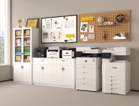 File cabinet Copier File cabinet Whiteboard Hole board