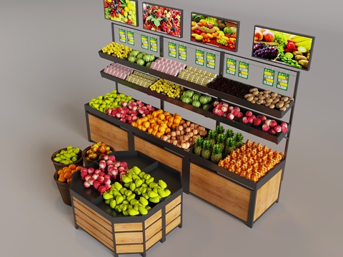 Supermarket Fruit Display Shelf Vegetable Display Rack Display Cabinet