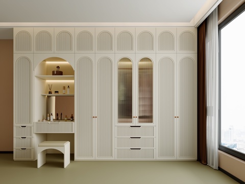 Minimalist Wardrobe Open Wardrobe Glass Wardrobe Finished Wardrobe Cream Style Wardrobe