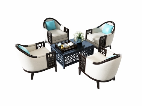 Chinese style negotiation leisure table and chair combination