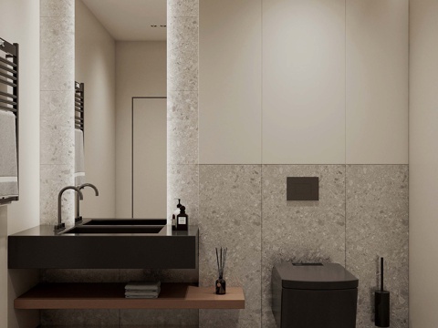 Modern minimalist black and white toilet