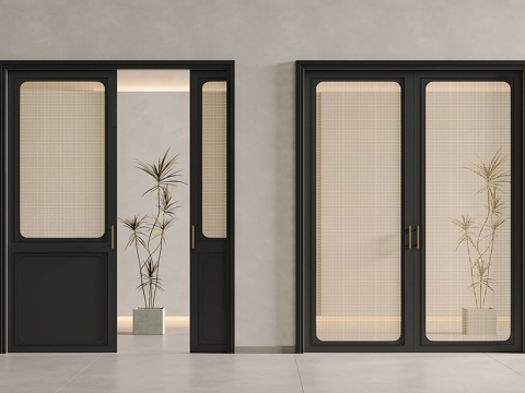 French Middle Rattan Pocket Door French Middle Rattan Pocket Door