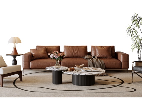 Mid-ancient style sofa coffee table combination