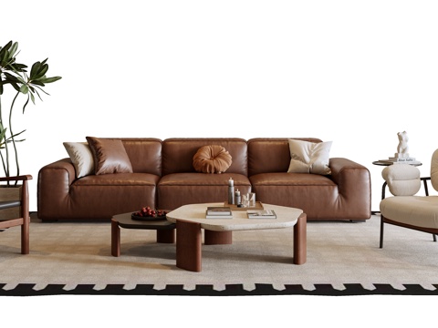 Mid-ancient style sofa coffee table combination