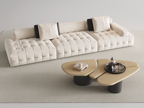 Multi-person Sofa Sofa Coffee Table Combination Fabric Sofa