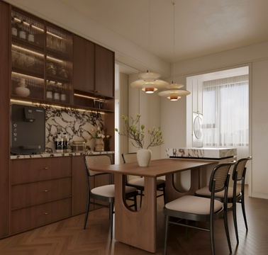 French Retro Home DiningRoom Island