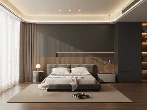 Modern Italian High Grade Grey Bedroom Master Bedroom Second Bedroom