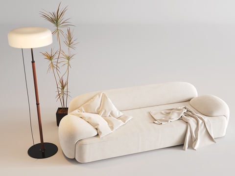 Double sofa floor lamp potted fabric sofa multi-person sofa