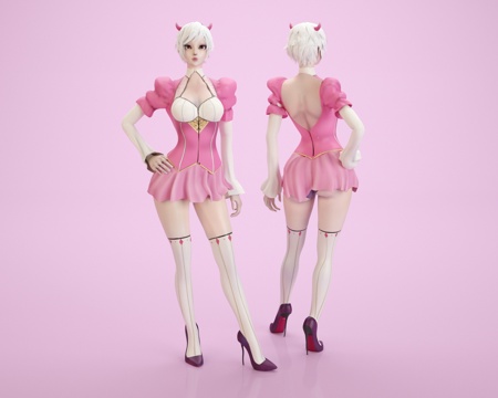 Modern Virtual Characters Cartoon Characters Circus Costumes Sexy Beauty Pink Skirt