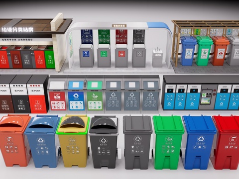 Modern Sorting Trash Bin Outdoor Garbage Sorting Garbage Sorting Station Community Garbage Bin Station Garbage