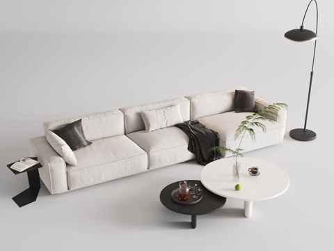 Multi-person sofa three-person sofa sofa floor lamp sofa coffee table combination