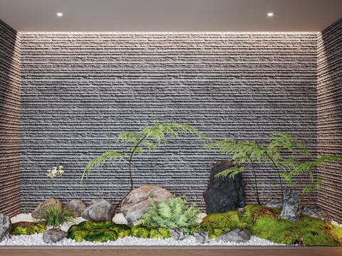 Neo-Chinese Style Indoor Landscape Patio Indoor Landscape Basement Indoor Landscape Fern Green Plant Landscape