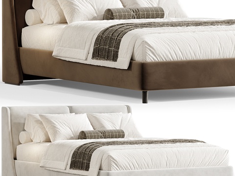 Modern cream fabric double bed