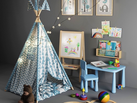 Children's main table and chair tent