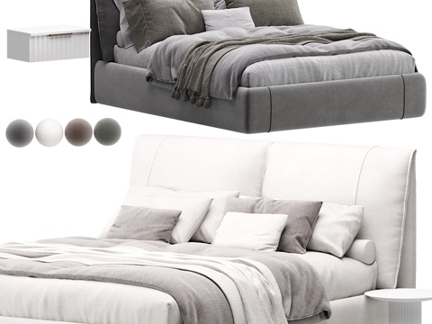 Modern Italian Vailor Fabric Double Bed