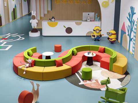 Modern Kindergarten Hall Children's Booth Sofa Kindergarten Classroom Special-shaped Multi-person Sofa