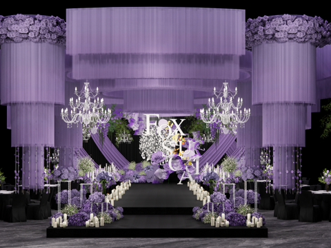 Purple Line Curtain Ceiling Wedding Scene